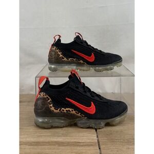 Nike Air VaporMax Flyknit 3 Leopard Swoosh Black Red Women's Shoes Size 6